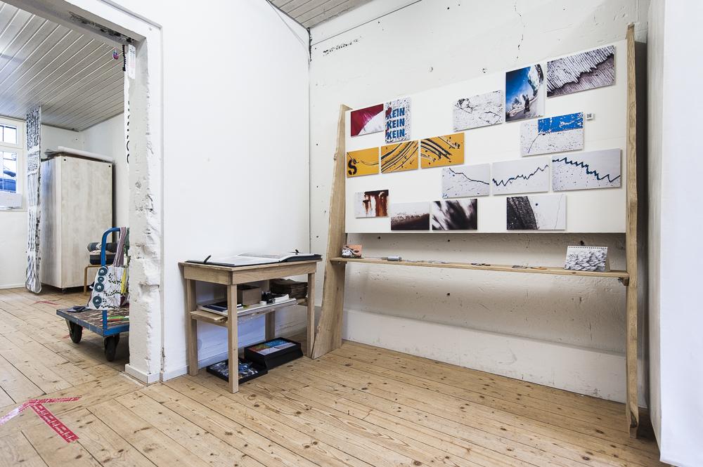 display shelving with the photos of my exhibition