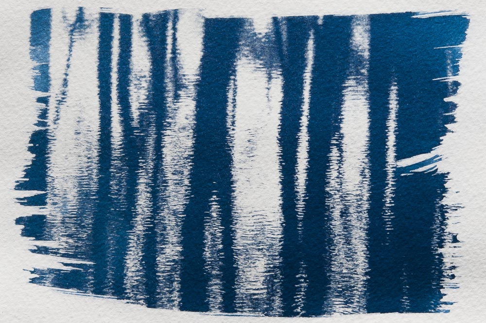 Cyanotype: reflection of trees in water