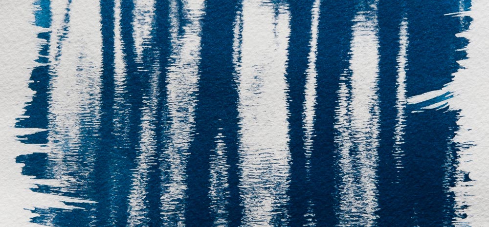 Cyanotype: reflection of trees in water