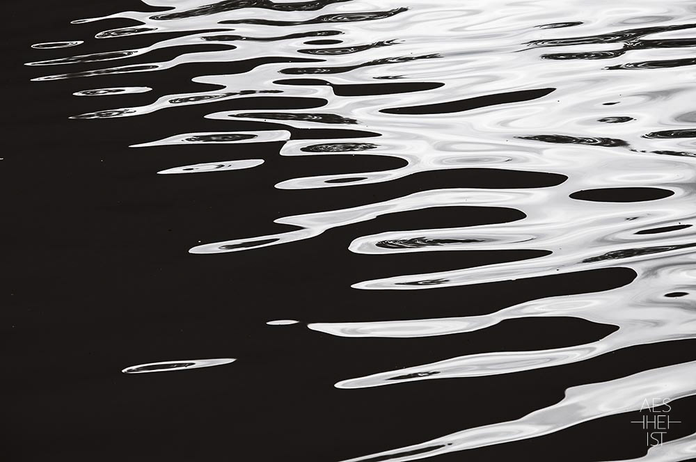 reflection on water in black and white