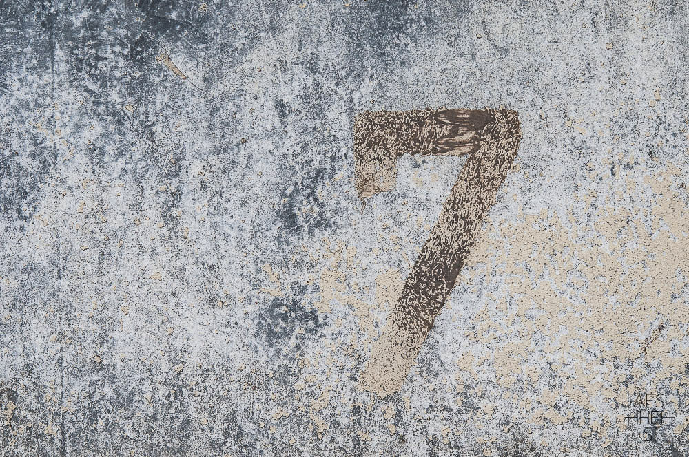 weathered number seven